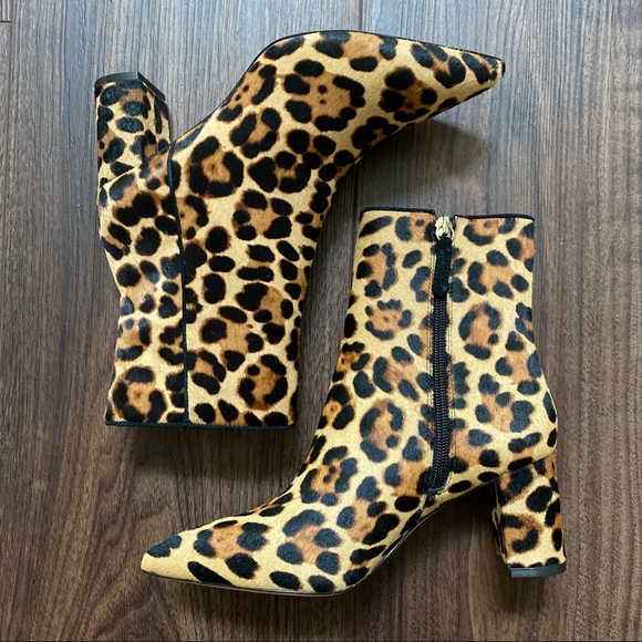 J. Crew Leopard Calf Hair Pointed Toe Boots - Picture 3 of 8
